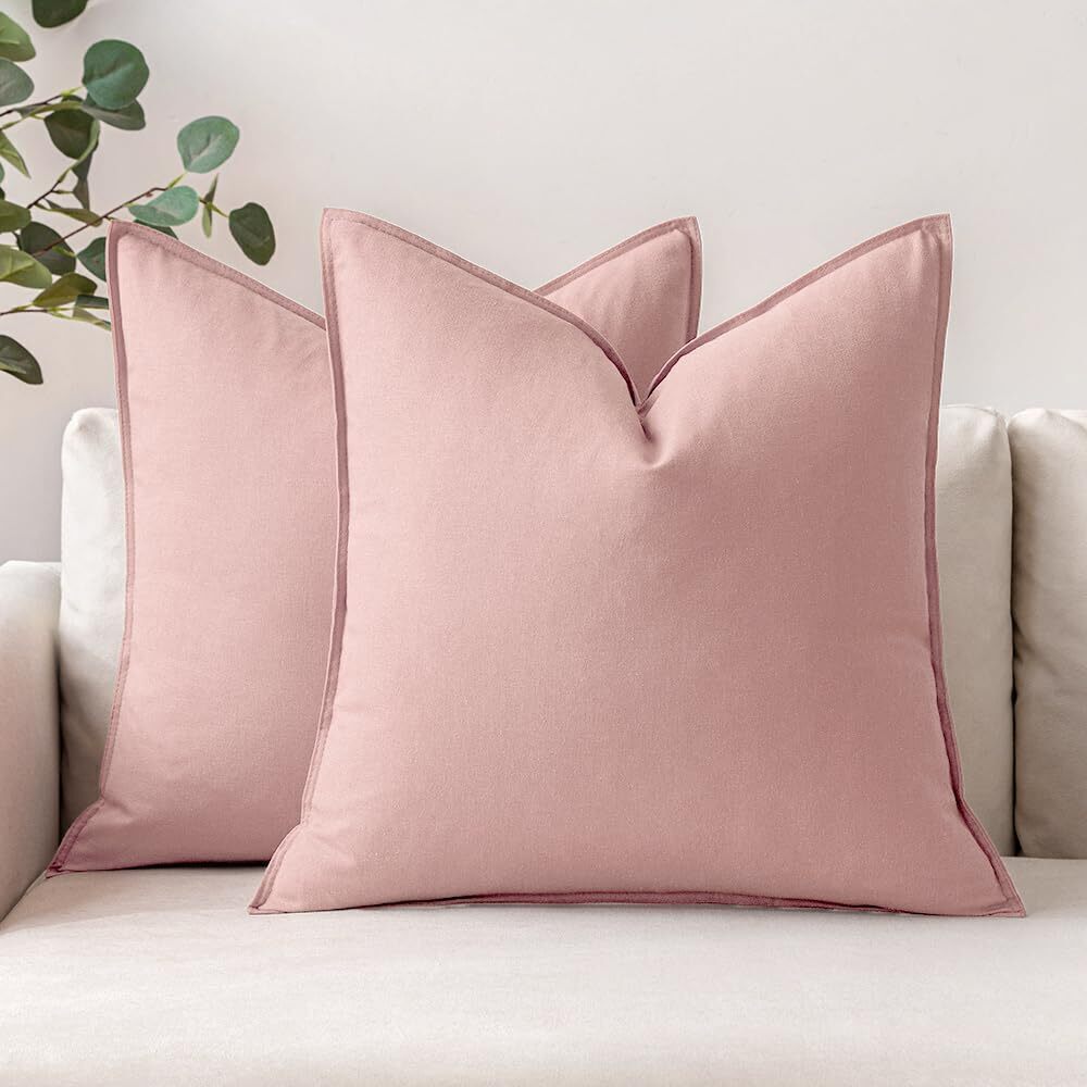 3467 Pack of 2 Decorative Linen Pillow Covers Boho Farmhouse Modern Soft